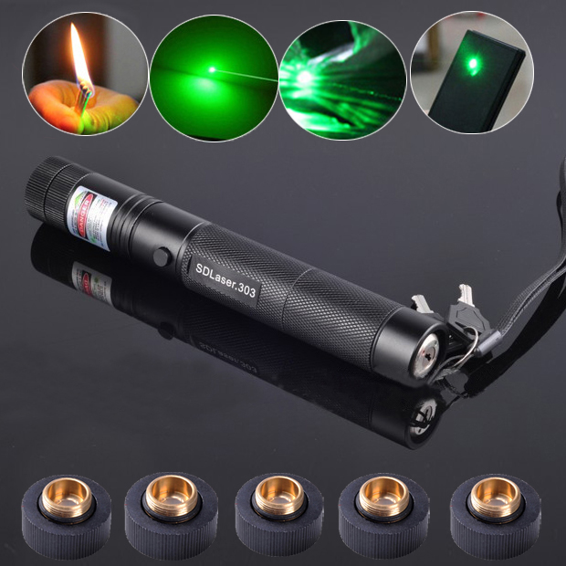 1mw 5 in 1 puntatore laser verde penna laser caleidoscopica con quattro  testine laser nere - IT - Laserpointerpro